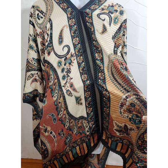 Vivi Designs One Size V-Neck Dolman Sleeve Paisley Kimono Bohemian Artsy Gypsy - Picture 8 of 10
